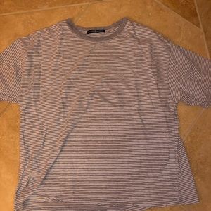 White and gray striped brandy Melville tee shirt